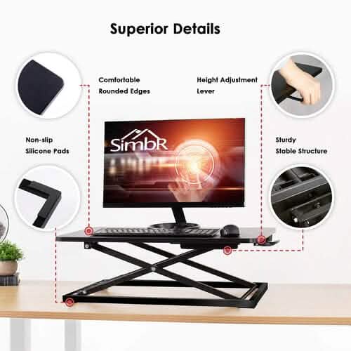 32" Height Adjustable Stand Up Desk Converter Gas Spring Desk Riser Converter Sit to Stand DailySale