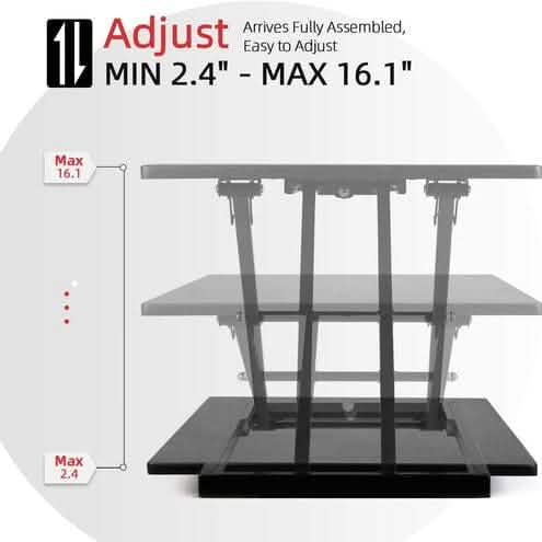 32" Height Adjustable Stand Up Desk Converter Gas Spring Desk Riser Converter Sit to Stand DailySale