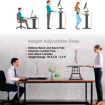 32" Height Adjustable Stand Up Desk Converter Gas Spring Desk Riser Converter Sit to Stand DailySale