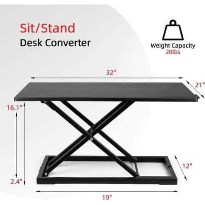 32" Height Adjustable Stand Up Desk Converter Gas Spring Desk Riser Converter Sit to Stand DailySale