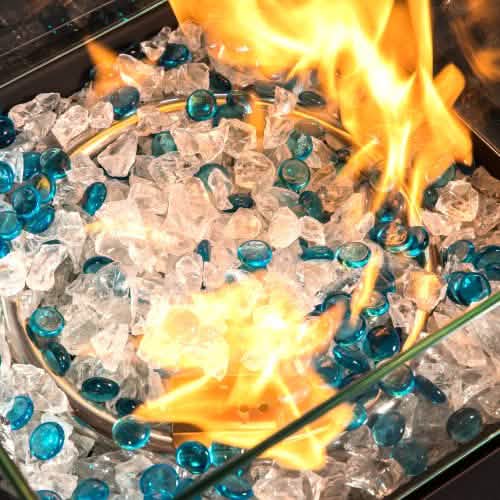 32" Outdoor Rattan Propane Gas Fire Table with Tile Tabletop DailySale