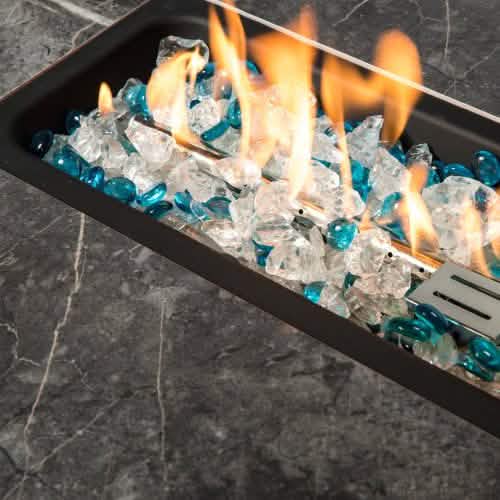 32" Outdoor Rattan Propane Gas Fire Table with Tile Tabletop DailySale