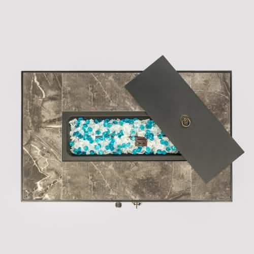 32" Outdoor Rattan Propane Gas Fire Table with Tile Tabletop DailySale