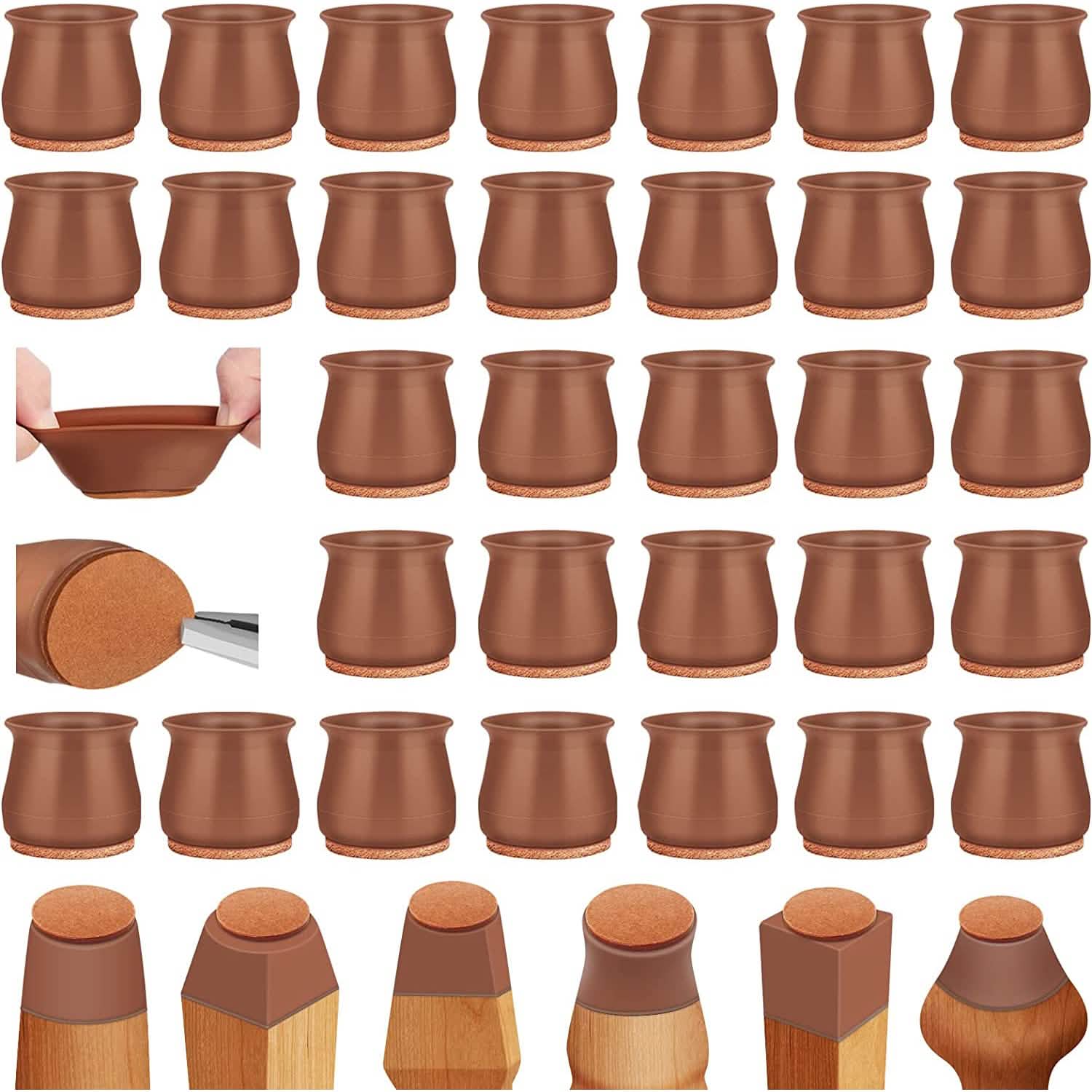 32-Piece: Clear Chair Leg Floor Protectors DailySale