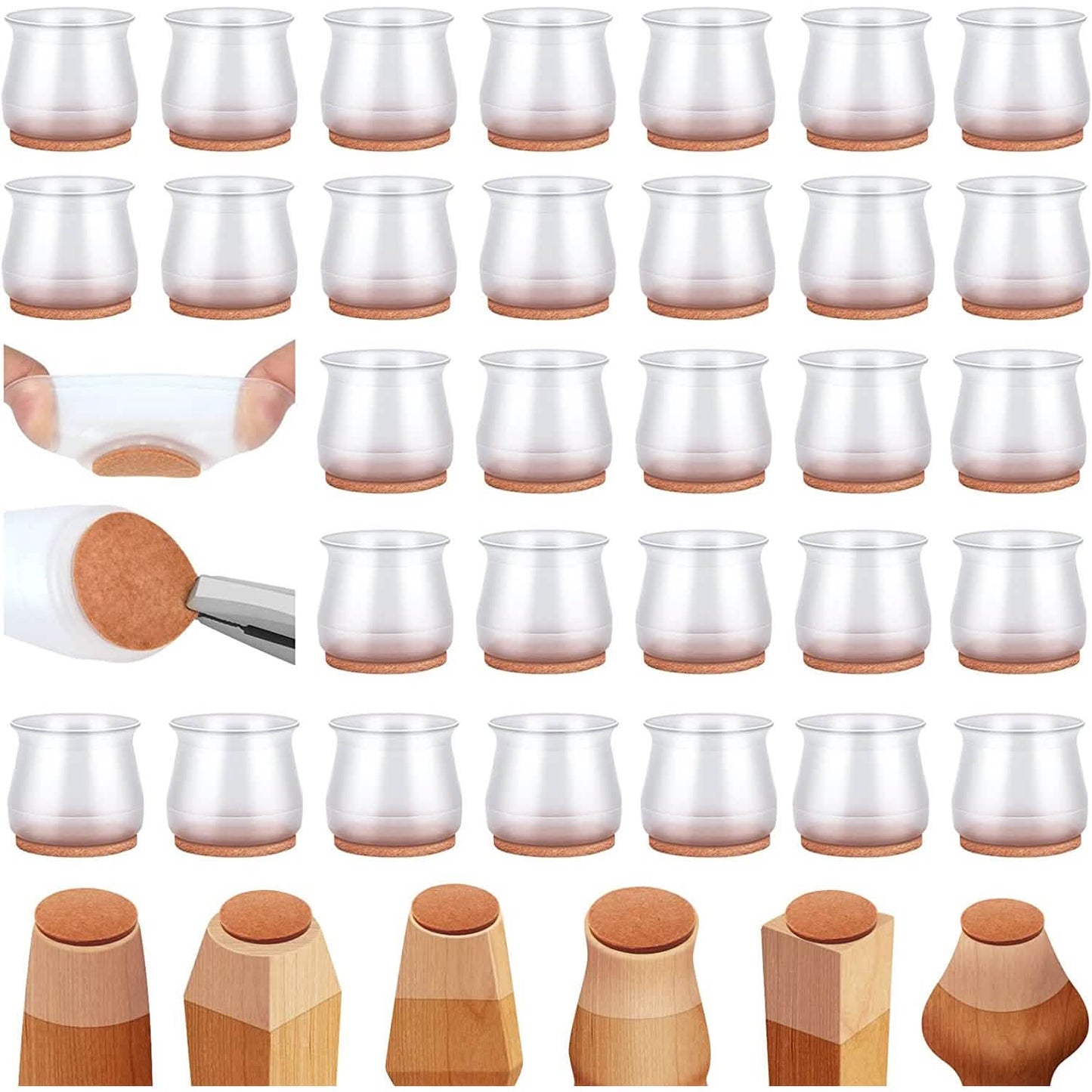 32-Piece: Clear Chair Leg Floor Protectors DailySale