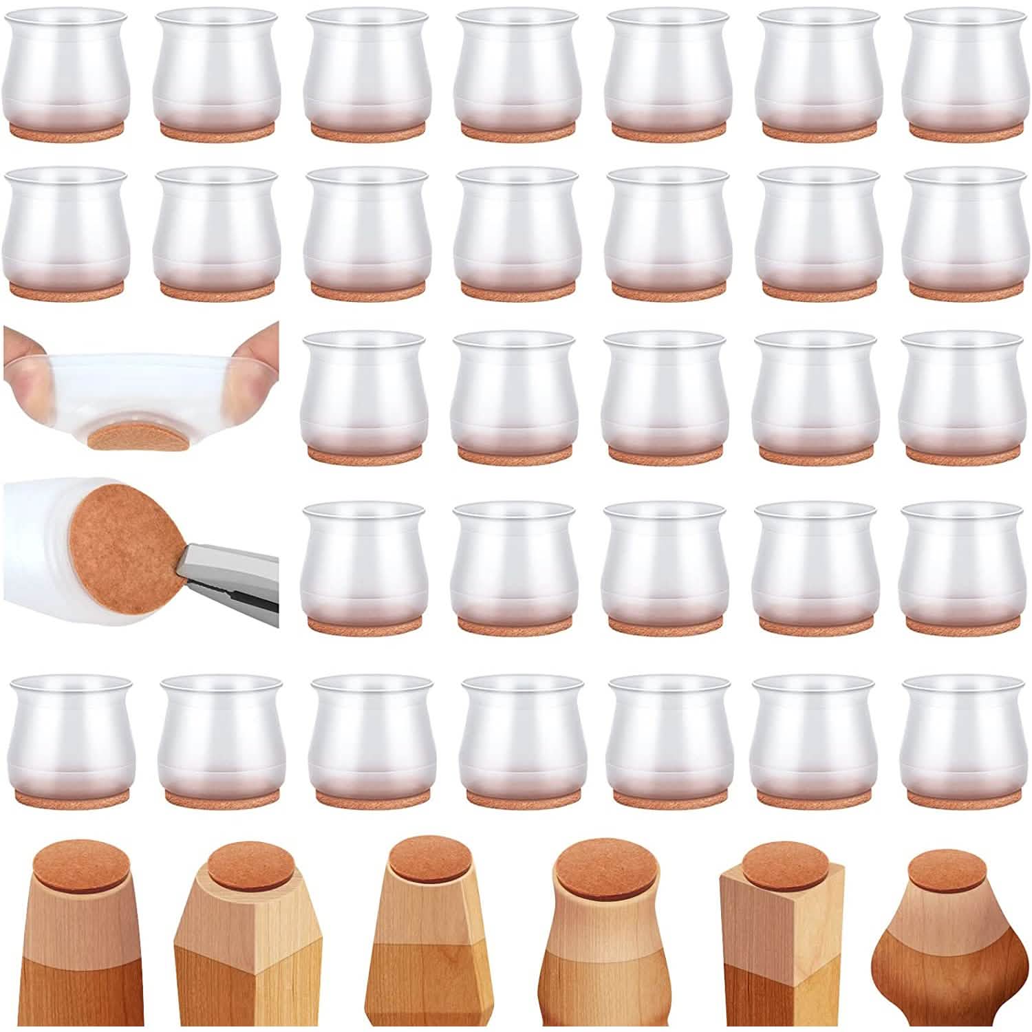 32-Piece: Clear Chair Leg Floor Protectors DailySale