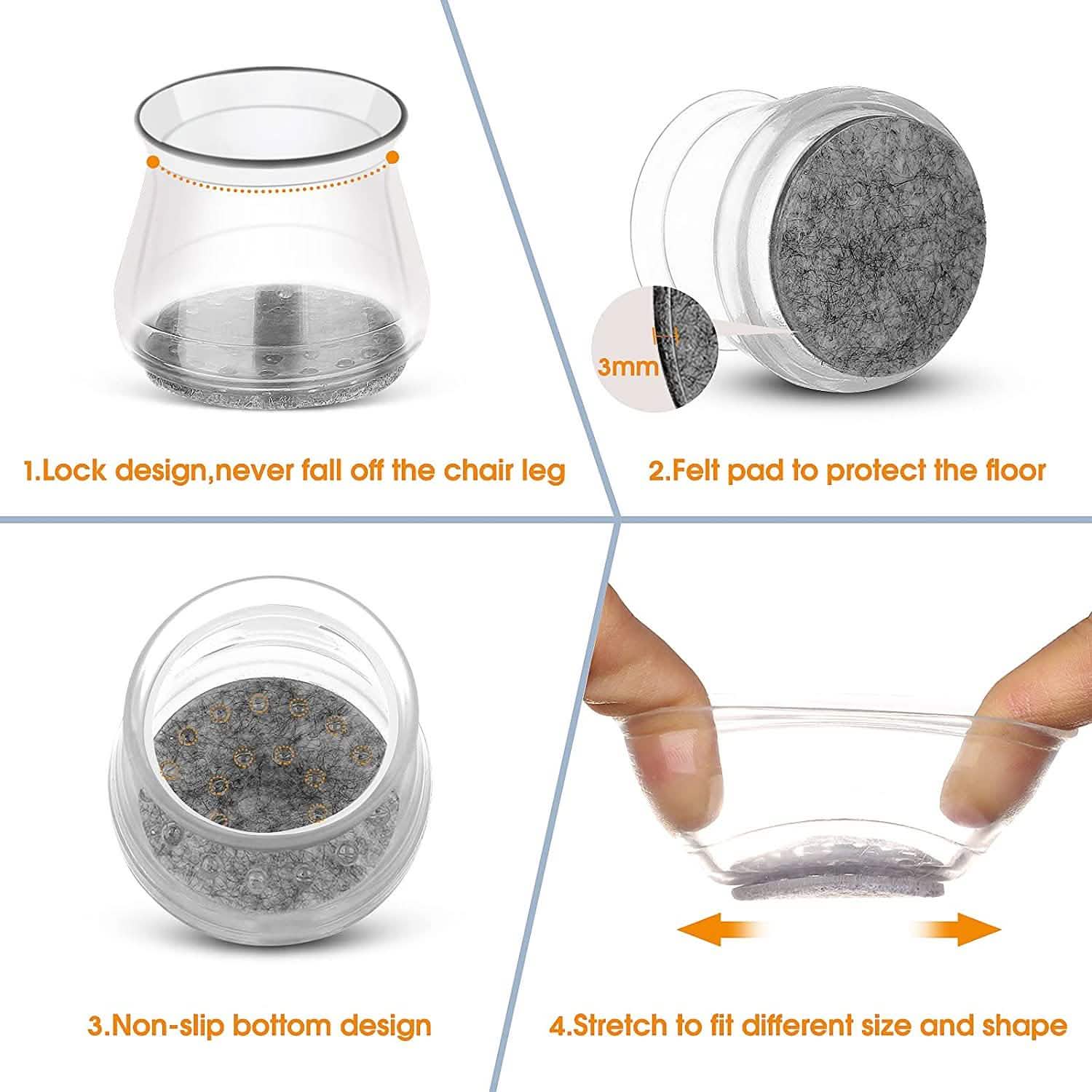 32-Piece: Clear Chair Leg Floor Protectors DailySale