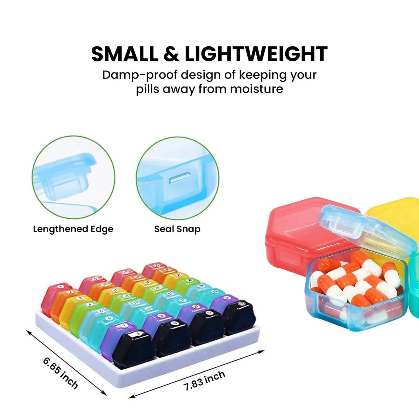 32-Pieces: Colored Compartments Monthly Pill, Medicine And Vitamin Organizer With Tray DailySale