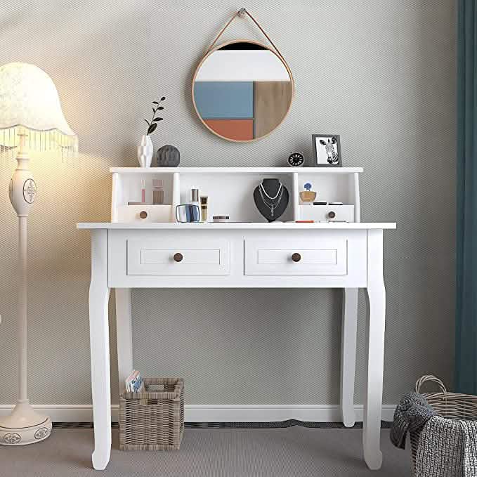 32" Wooden Secretary Desk Bedroom Small Dresser with 4 Storage Drawers DailySale
