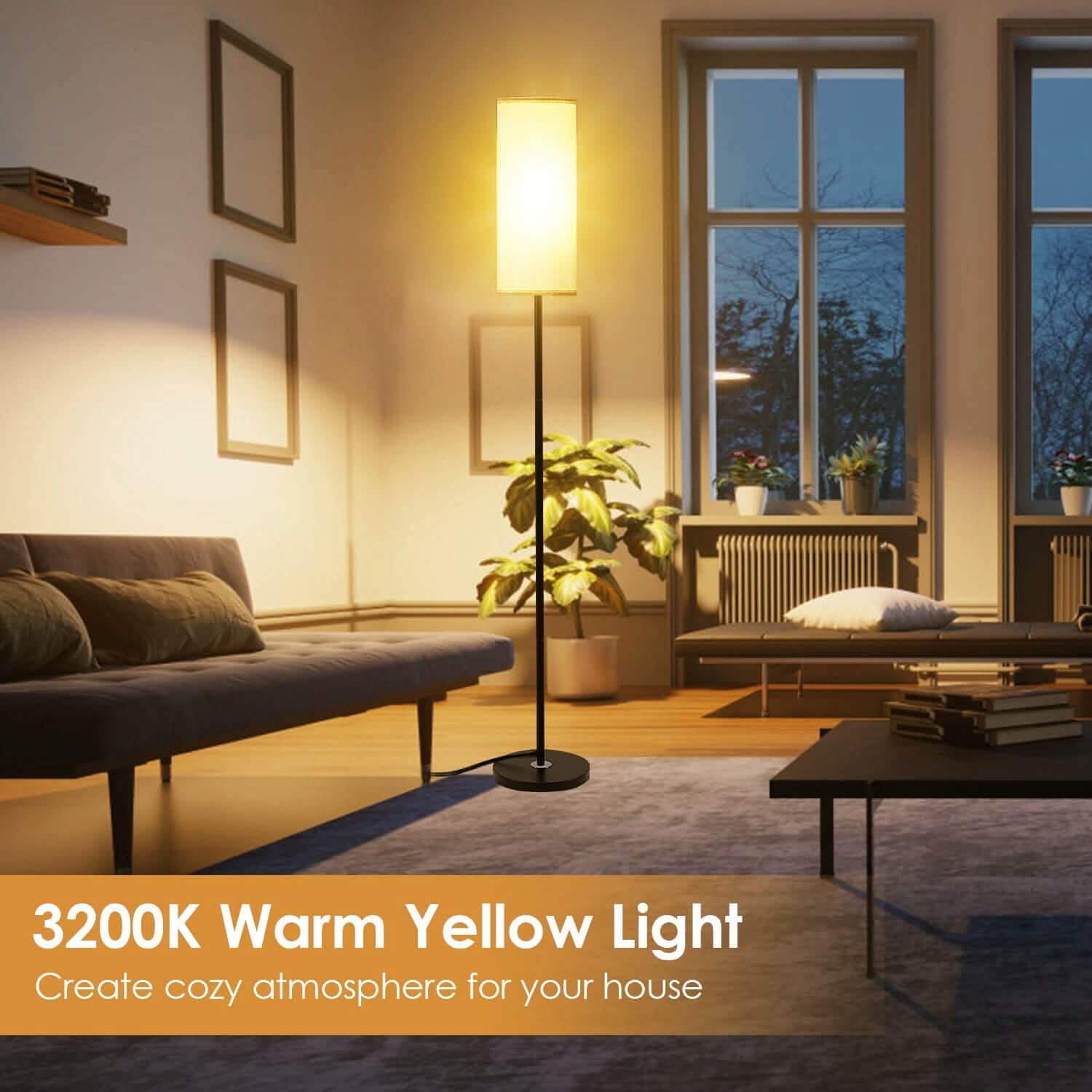 3200K Warm Yellow Light Modern Standing Lamp with Foot Switch 6W Bulb DailySale