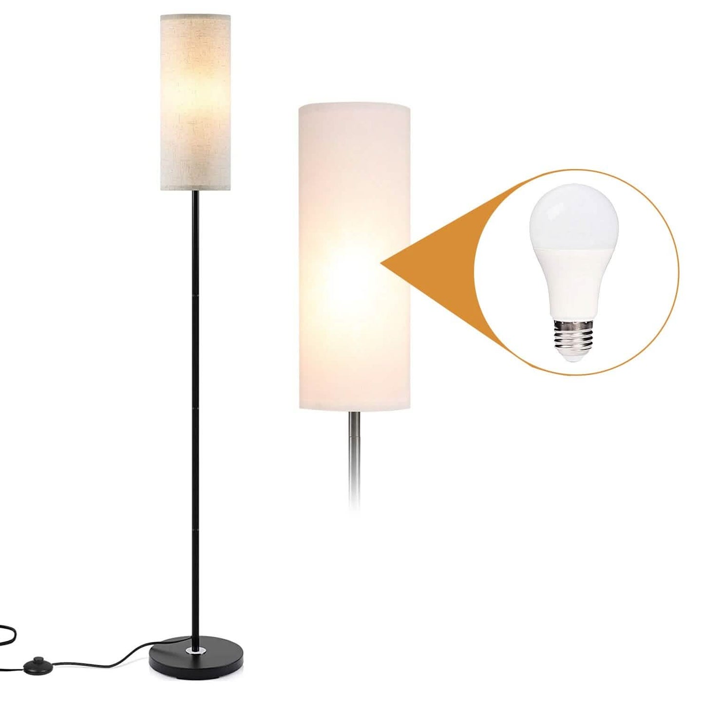 3200K Warm Yellow Light Modern Standing Lamp with Foot Switch 6W Bulb DailySale