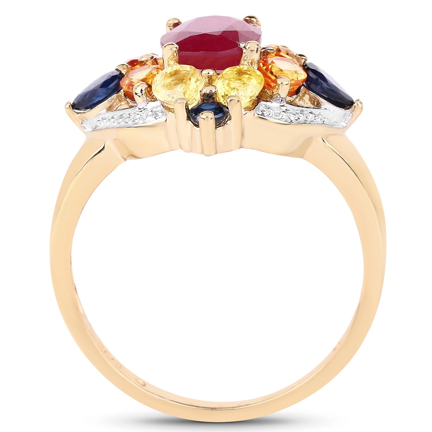 14K Yellow Gold Plated 3.76 Carat Genuine Multi Stone .925 Sterling Silver Ring Bids.com