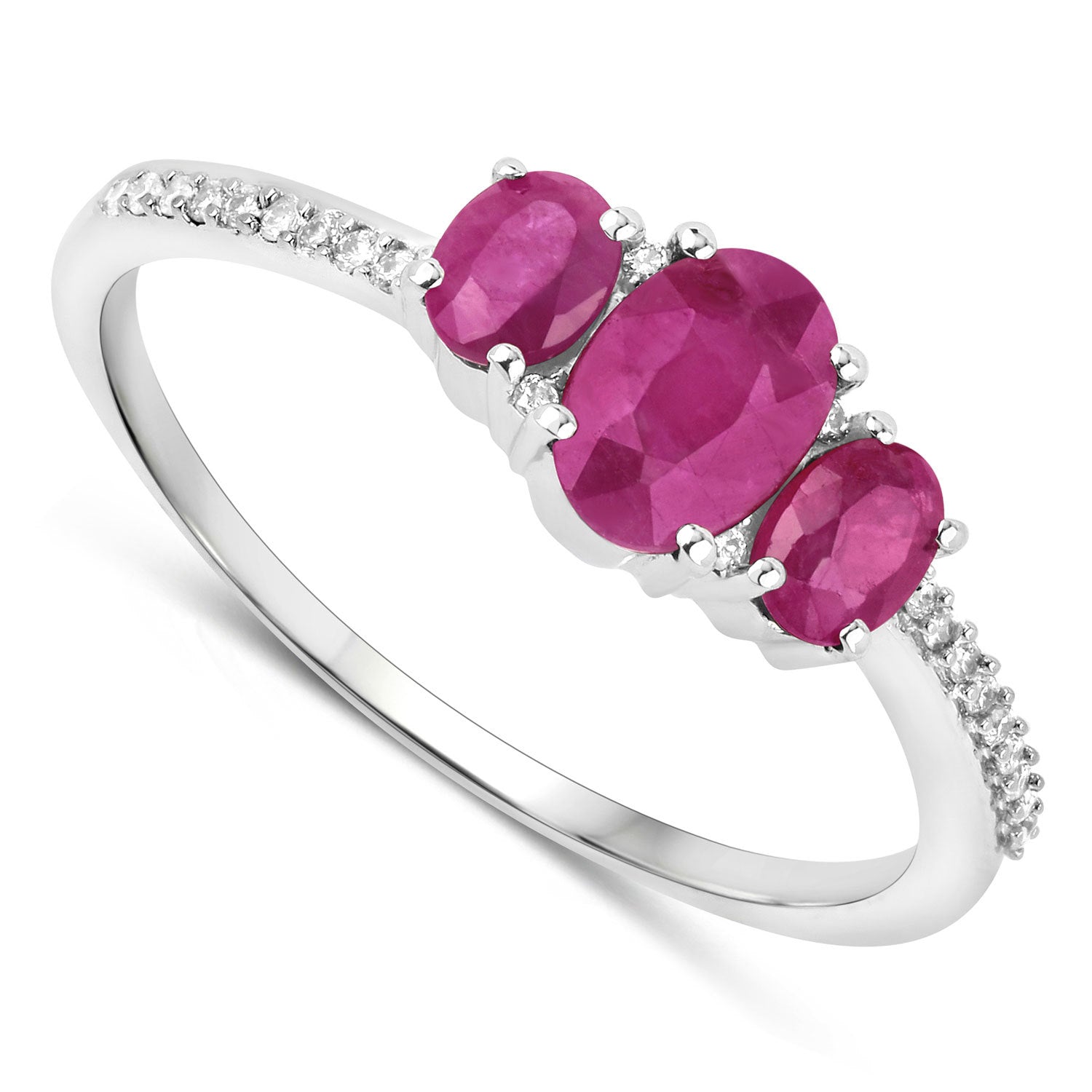 1.02 Carat Genuine Ruby and White Diamond 14K White Gold Ring Bids.com