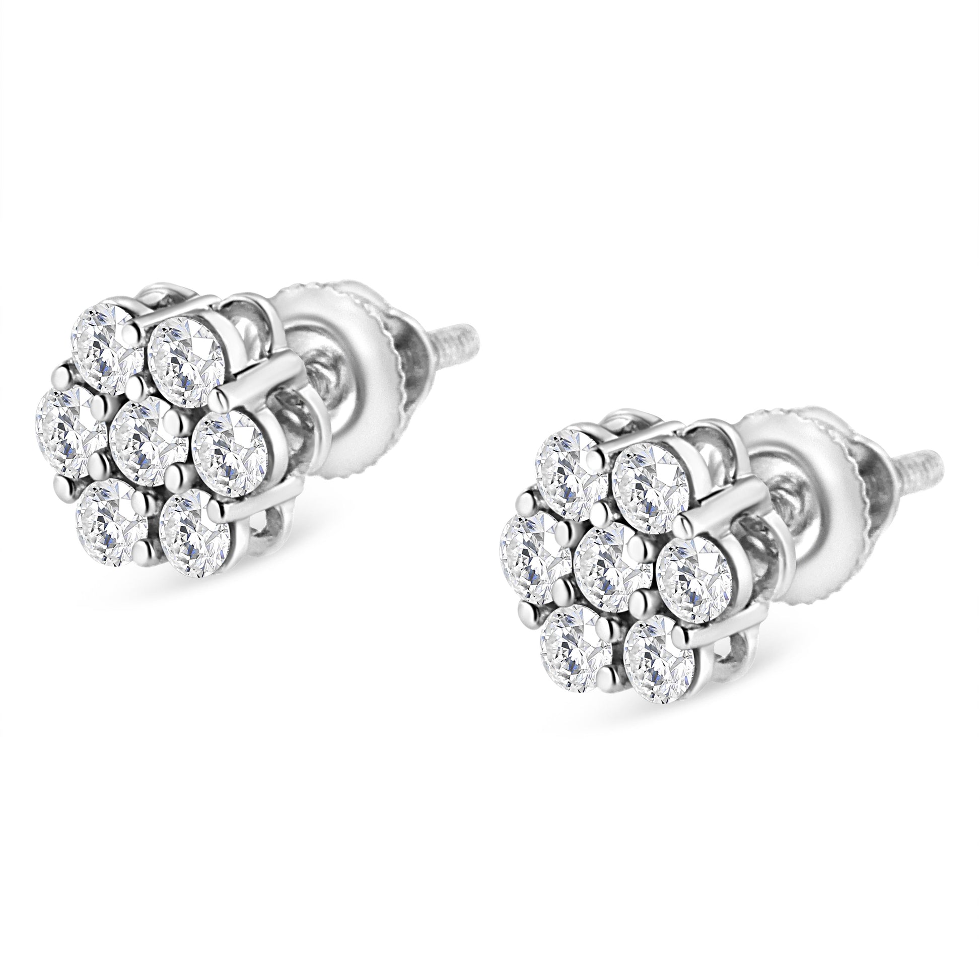 14K White Gold 1/2 cttw Round-Cut Diamond Floral Stud Earrings (I-J Color, SI2-I1 Clarity) Bids.com