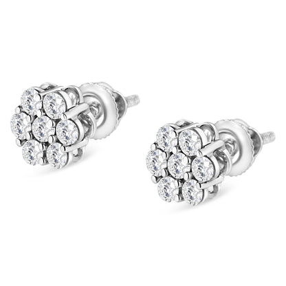 14K White Gold 1/2 cttw Round-Cut Diamond Floral Stud Earrings (I-J Color, SI2-I1 Clarity) Bids.com