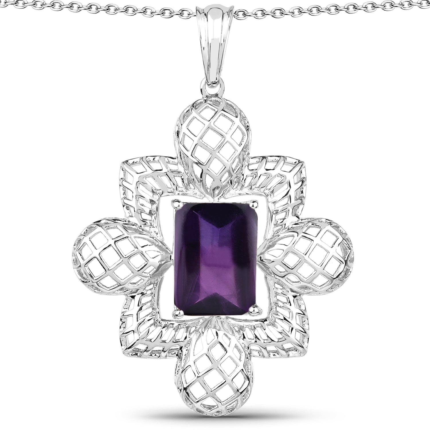 7.80 Carat Genuine Amethyst .925 Sterling Silver Pendant Bids.com