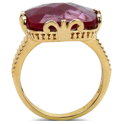 14K Yellow Gold Plated 19.20 Carat Genuine Dyed Ruby Sterling Silver Ring Bids.com