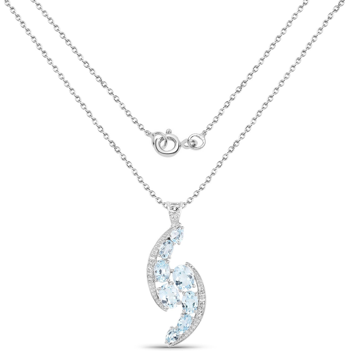7.27 Carat Genuine Blue Topaz and White Topaz .925 Sterling Silver Pendant Bids.com