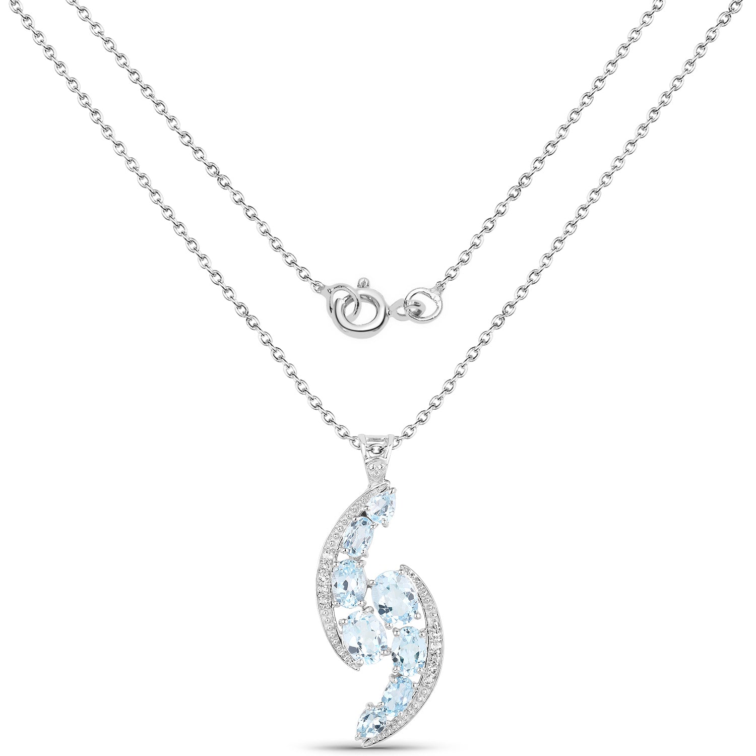 7.27 Carat Genuine Blue Topaz and White Topaz .925 Sterling Silver Pendant Bids.com