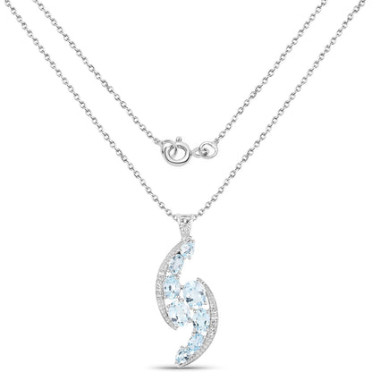 7.27 Carat Genuine Blue Topaz and White Topaz .925 Sterling Silver Pendant Bids.com