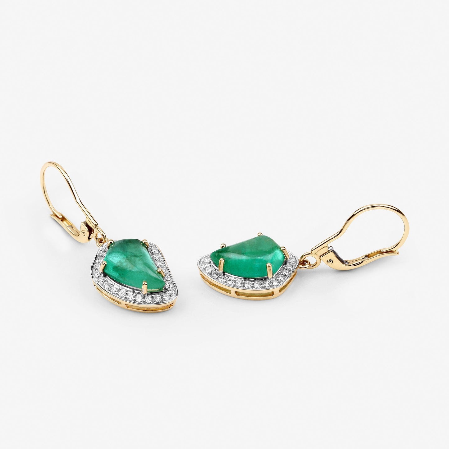 6.40 Carat Genuine Colombian Emerald and White Diamond 14K Yellow Gold Earrings Bids.com