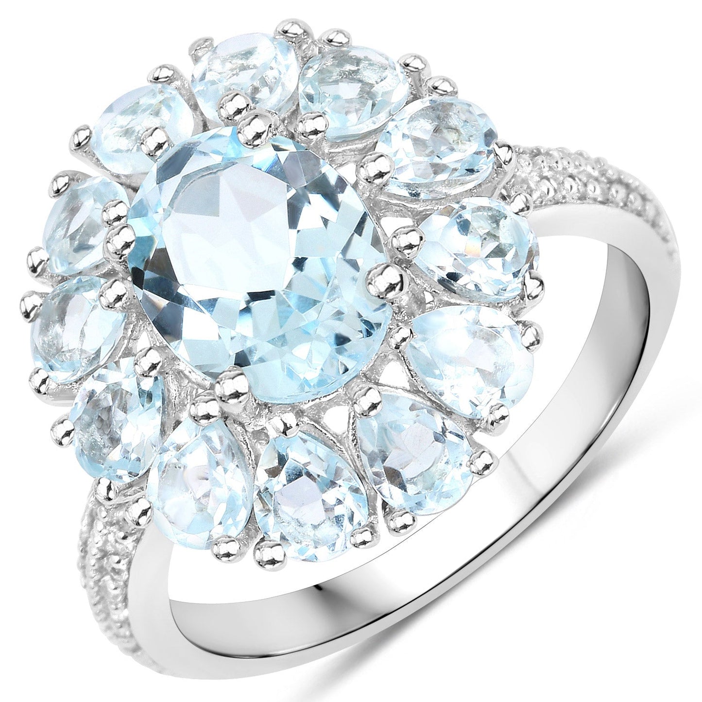 14.02 Carat Genuine Blue Topaz and White Topaz .925 Sterling Silver 3 Piece Jewelry Set (Ring, Earrings, and Pendant w/ Chain) Bids.com