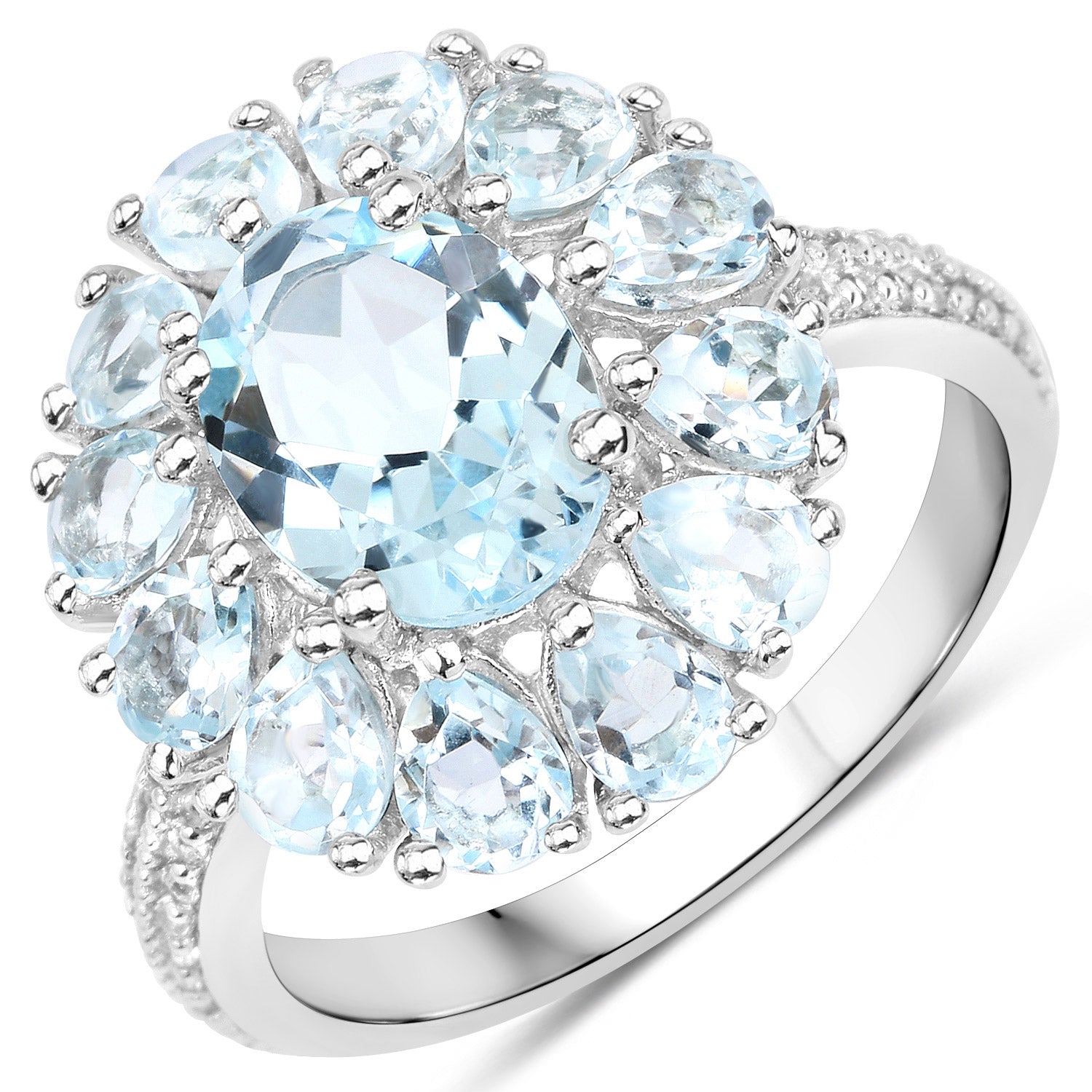 14.02 Carat Genuine Blue Topaz and White Topaz .925 Sterling Silver 3 Piece Jewelry Set (Ring, Earrings, and Pendant w/ Chain) Bids.com