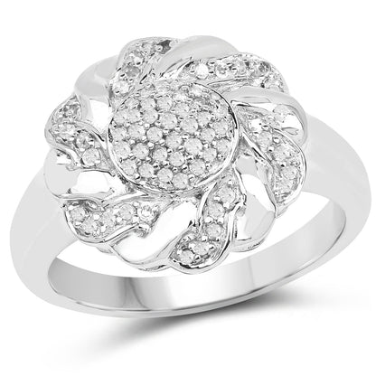 14K Yellow Gold Plated 0.28 Carat Genuine White Diamond .925 Sterling Silver Ring Bids.com