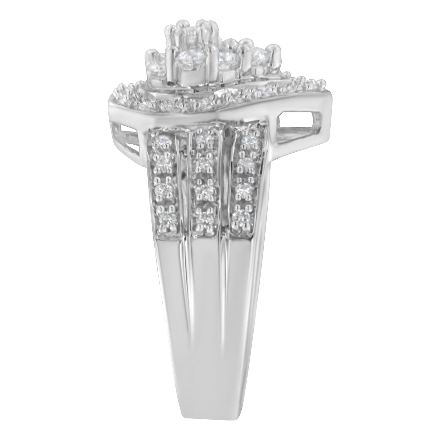 10K White Gold Round Cut Diamond Teardrop Ring (1/2 Cttw, H-I Color, SI2-I1 Clarity) - Size 6-1/2 Bids.com