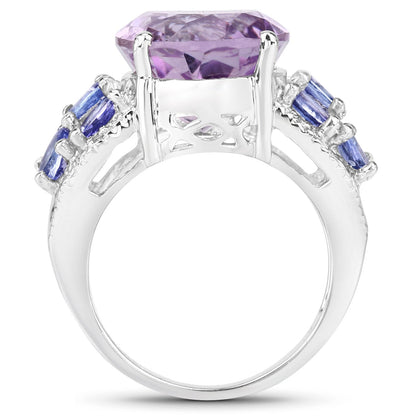 6.62 Carat Genuine Amethyst, Tanzanite and White Topaz .925 Sterling Silver Ring Bids.com