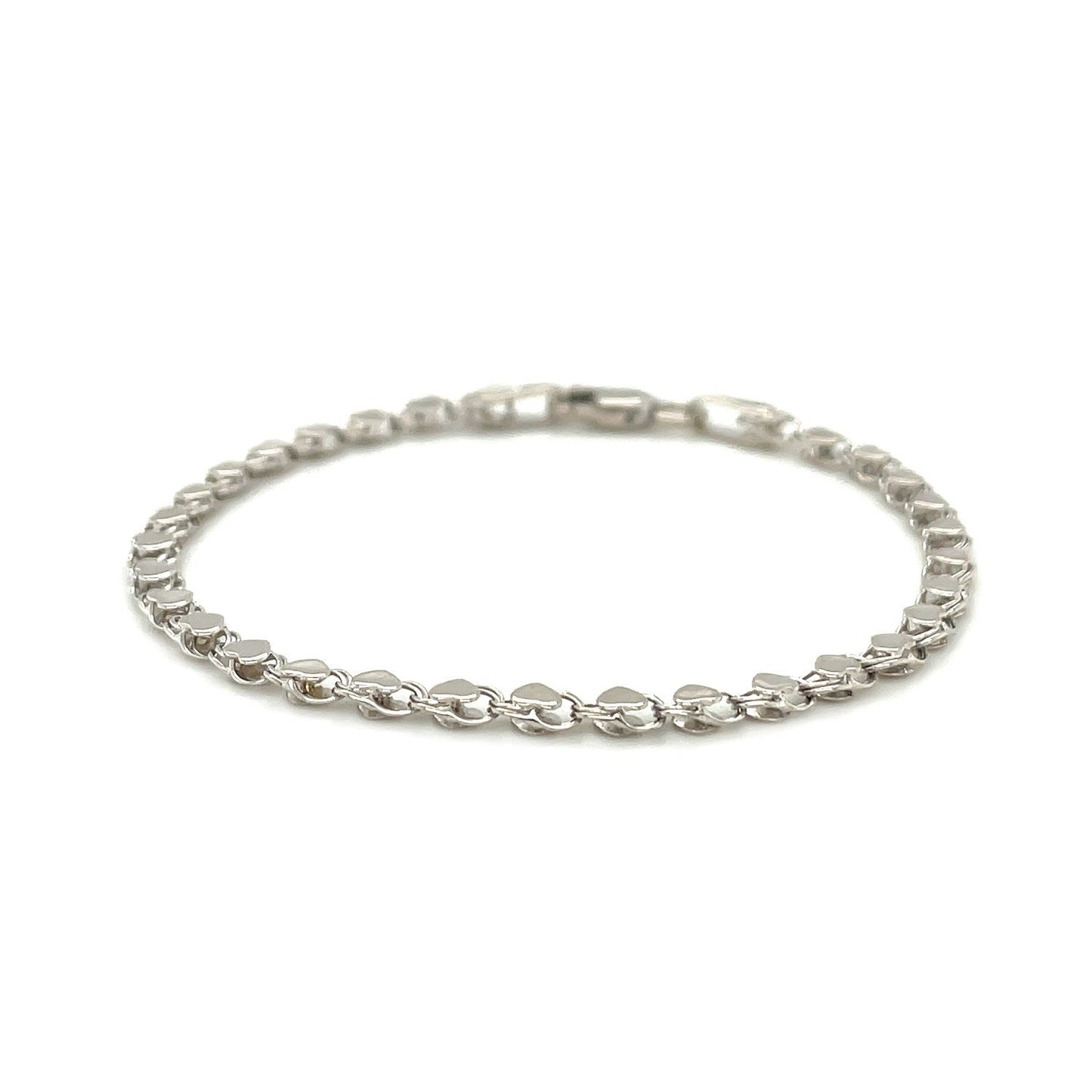 2.9mm 14k White Gold Heart Bracelet Bids.com