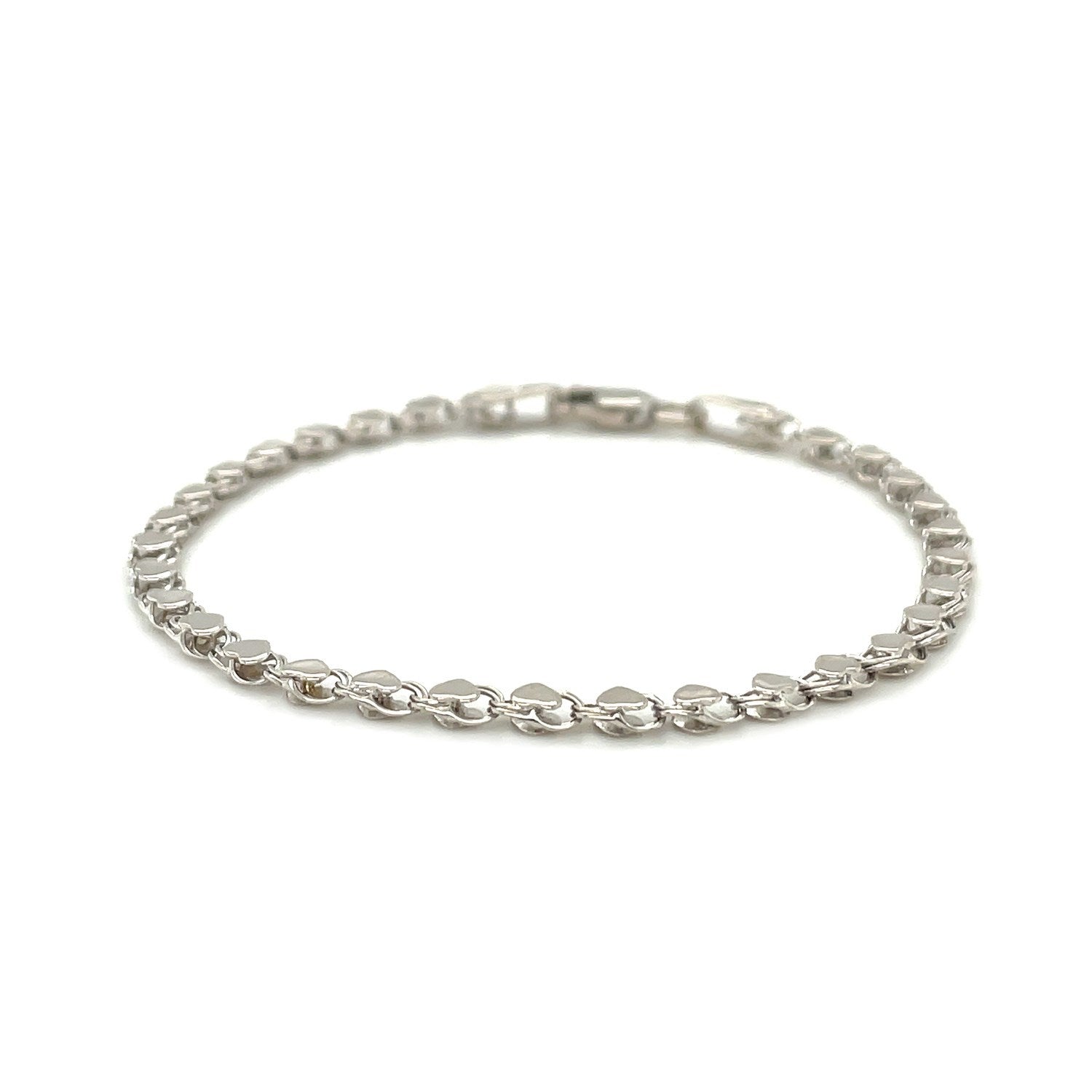 2.9mm 14k White Gold Heart Bracelet Bids.com