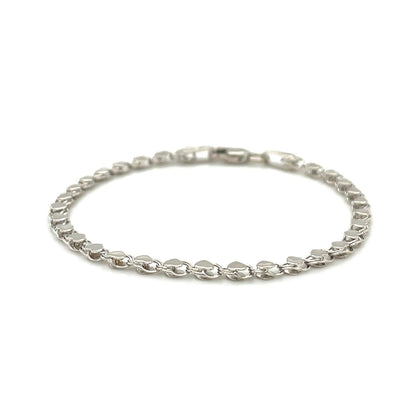 2.9mm 14k White Gold Heart Bracelet Bids.com