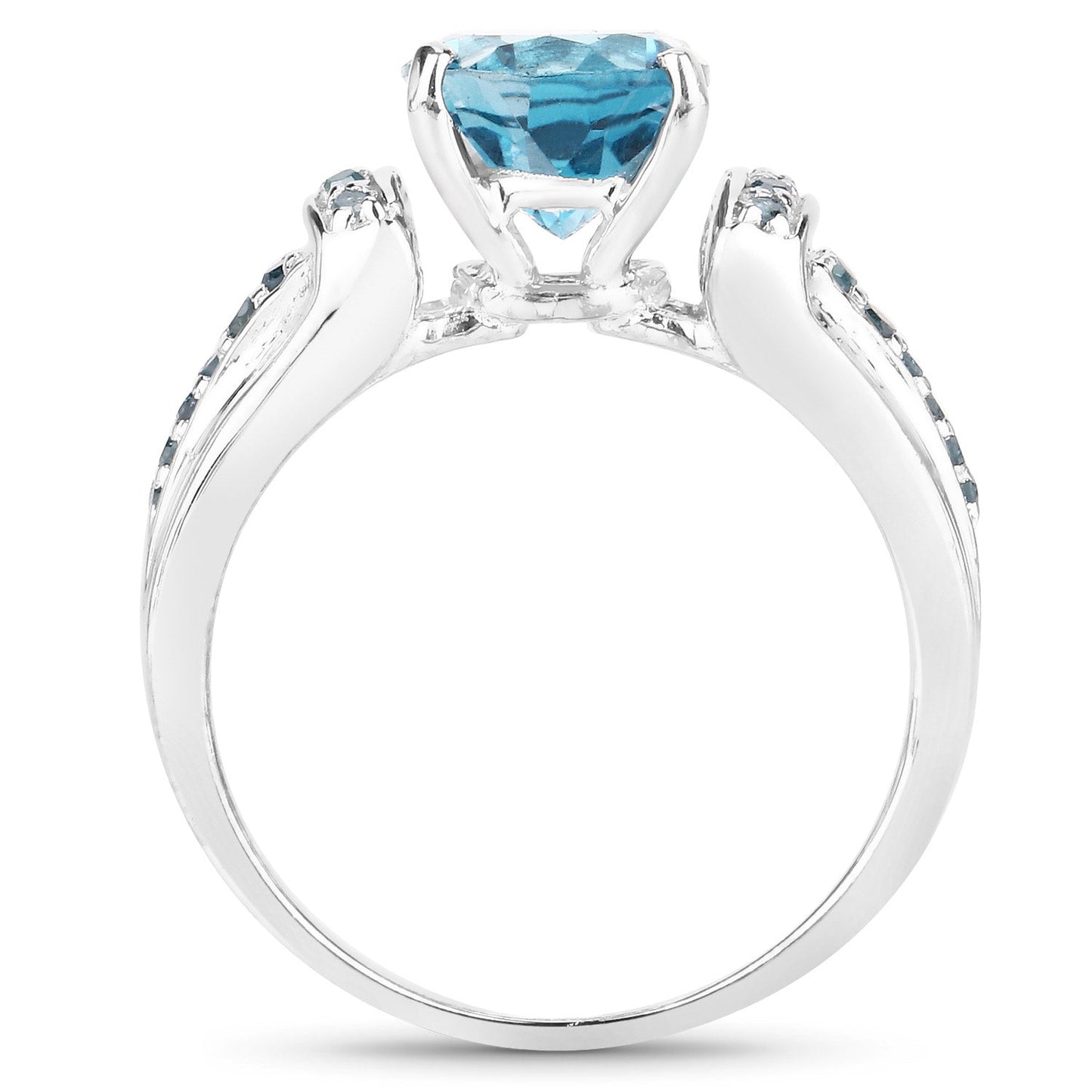 2.72 Carat Genuine London Blue Topaz and Blue Diamond .925 Sterling Silver Ring Bids.com