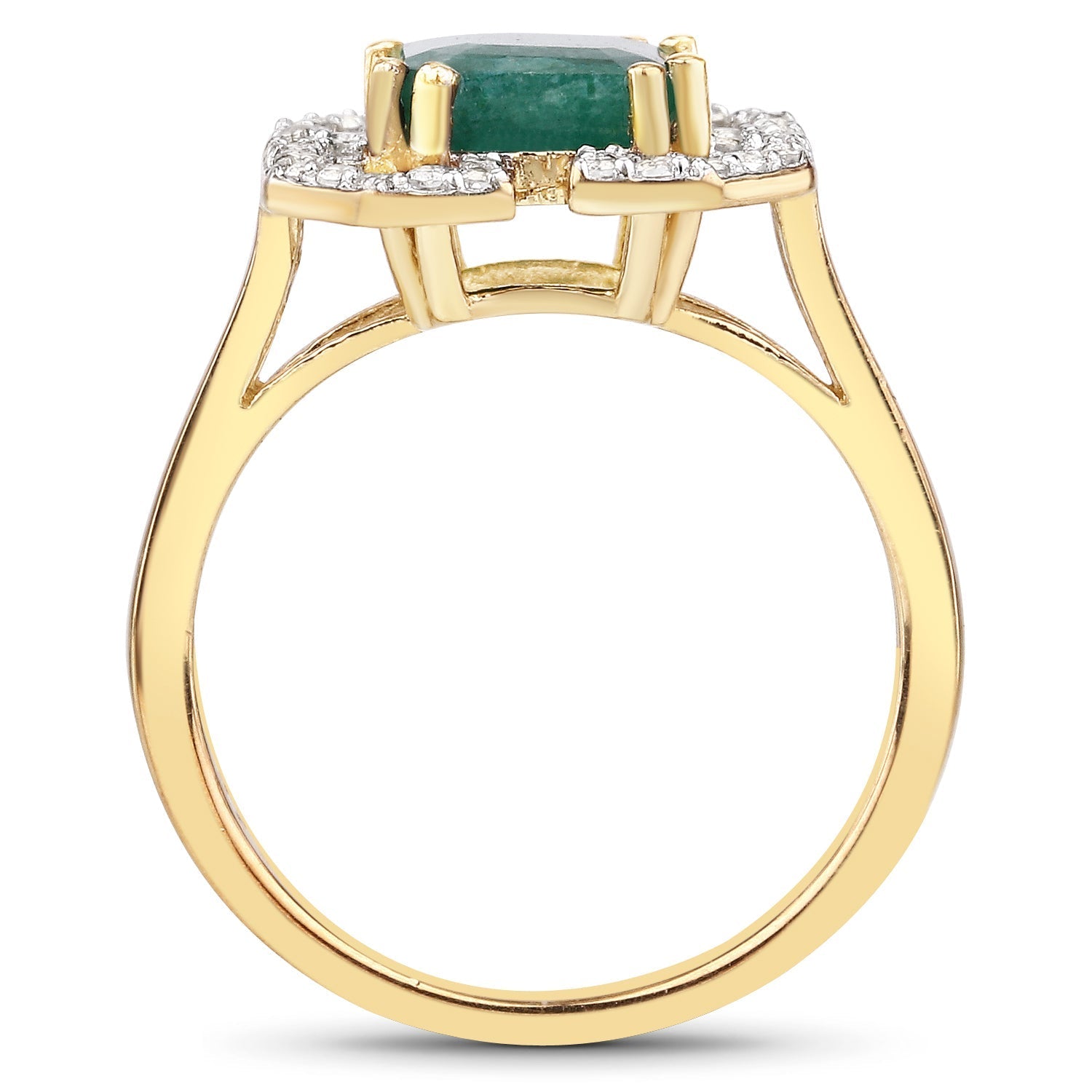 2.55 Carat Dyed Emerald and White Topaz .925 Sterling Silver Ring Bids.com