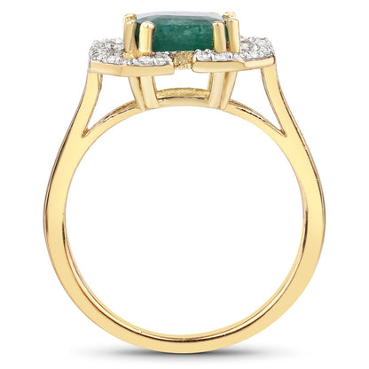 2.55 Carat Dyed Emerald and White Topaz .925 Sterling Silver Ring Bids.com