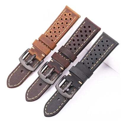 Suunto Race, Vertical & 9 Peak Perforated Leather Rally Band BandsCo Straps