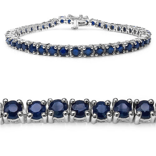 8.36 Carat Genuine Blue Sapphire .925 Sterling Silver Bracelet Bids.com