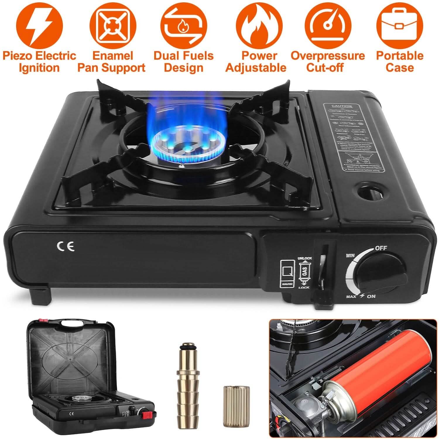 3300W Portable Camping Stove Butane Canister Dual Fuel Burner DailySale