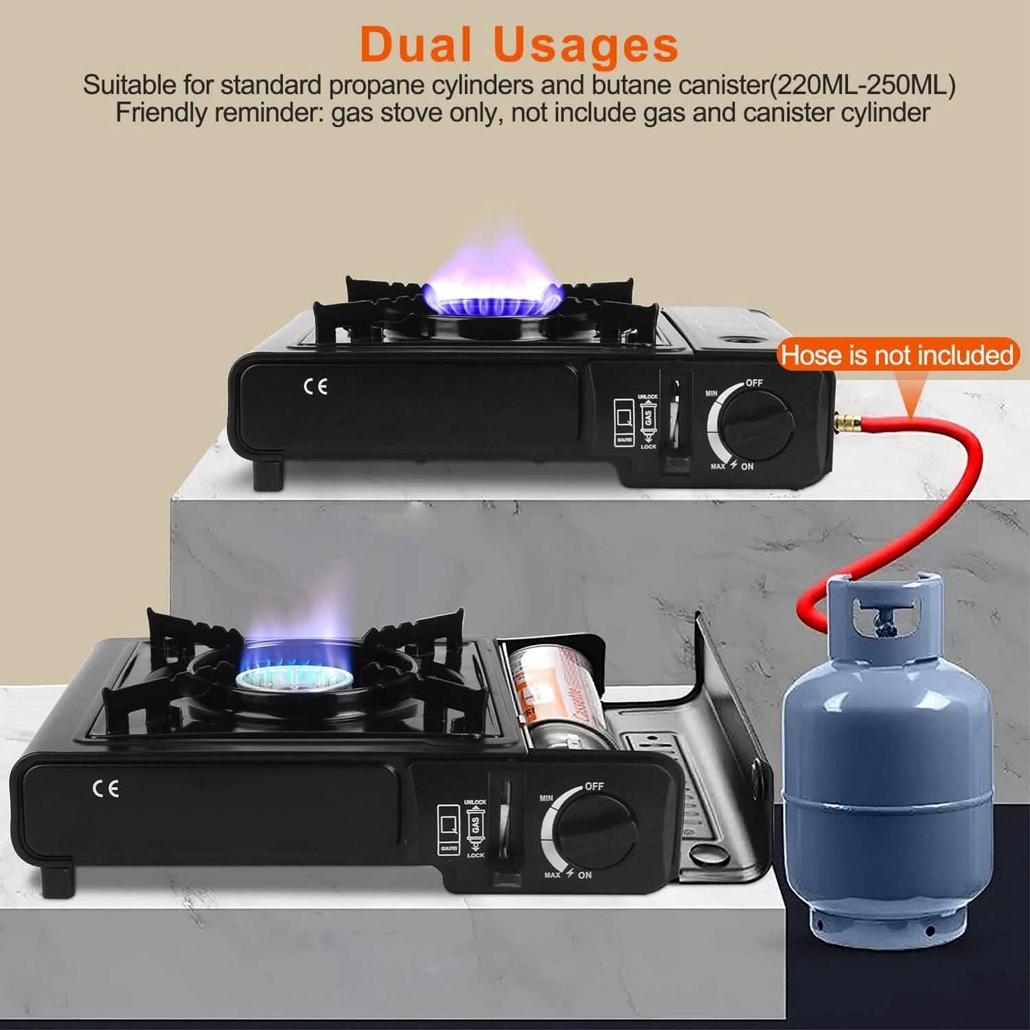 3300W Portable Camping Stove Butane Canister Dual Fuel Burner DailySale