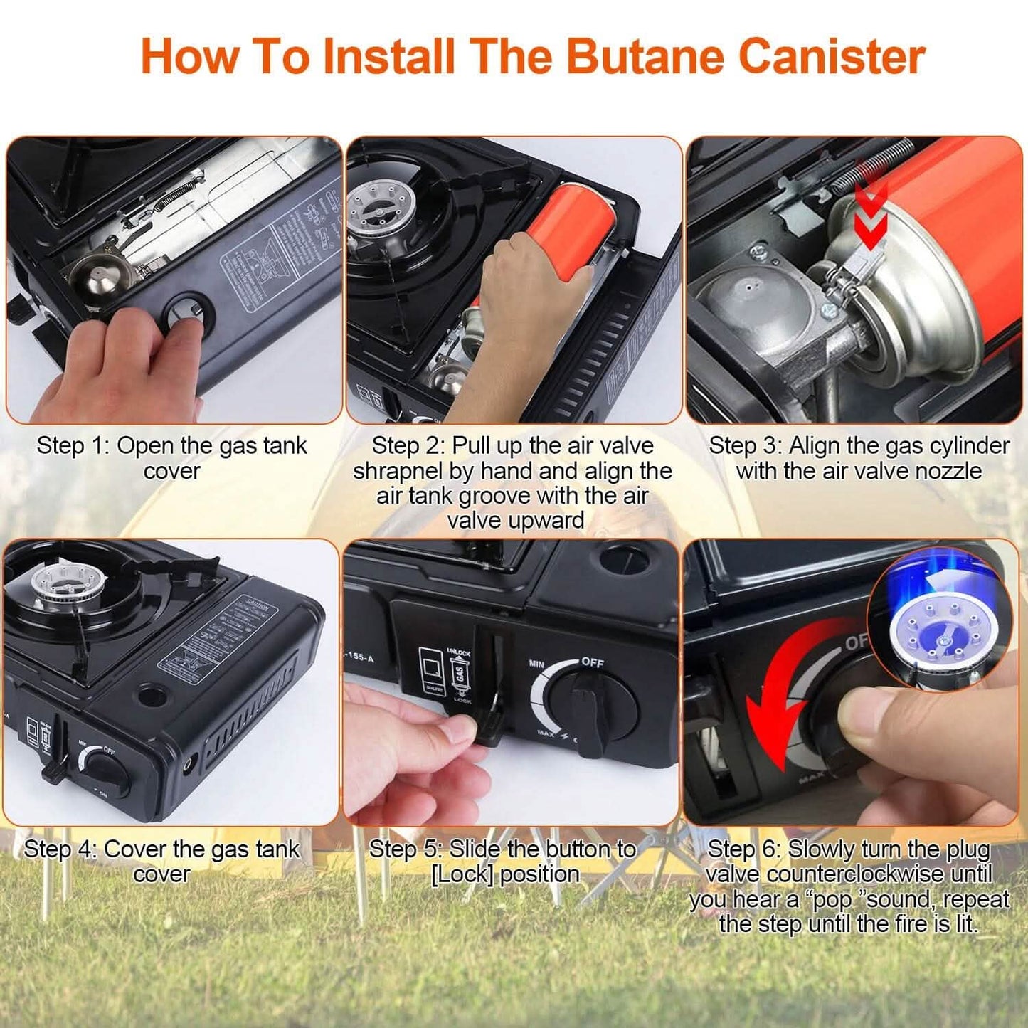 3300W Portable Camping Stove Butane Canister Dual Fuel Burner DailySale