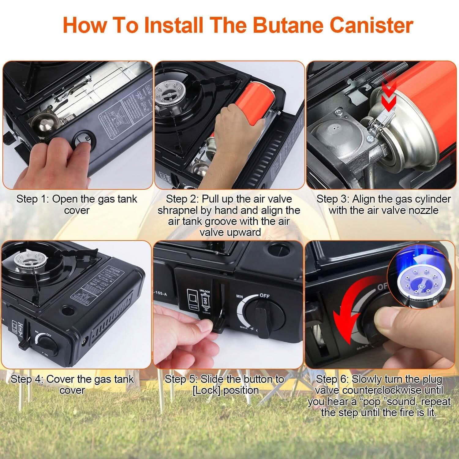 3300W Portable Camping Stove Butane Canister Dual Fuel Burner DailySale