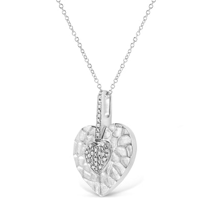 .925 Sterling Silver Pave-Set Diamond Accent Heart Shape 18" Pendant Necklace (I-J Color, I1-I2 Clarity) Bids.com