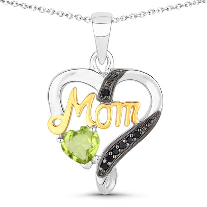 0.49 Carat Genuine Peridot and Black Spinel .925 Sterling Silver Pendant Bids.com