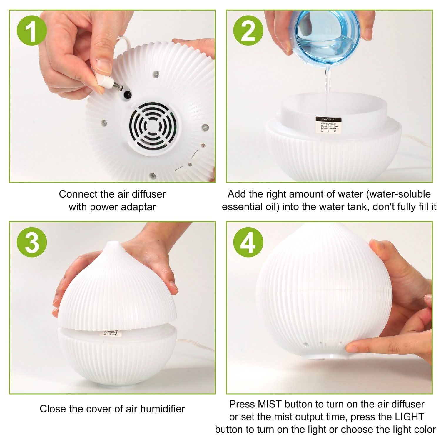 330ml Cool Mist Humidifier with 7 Color LED Lights DailySale
