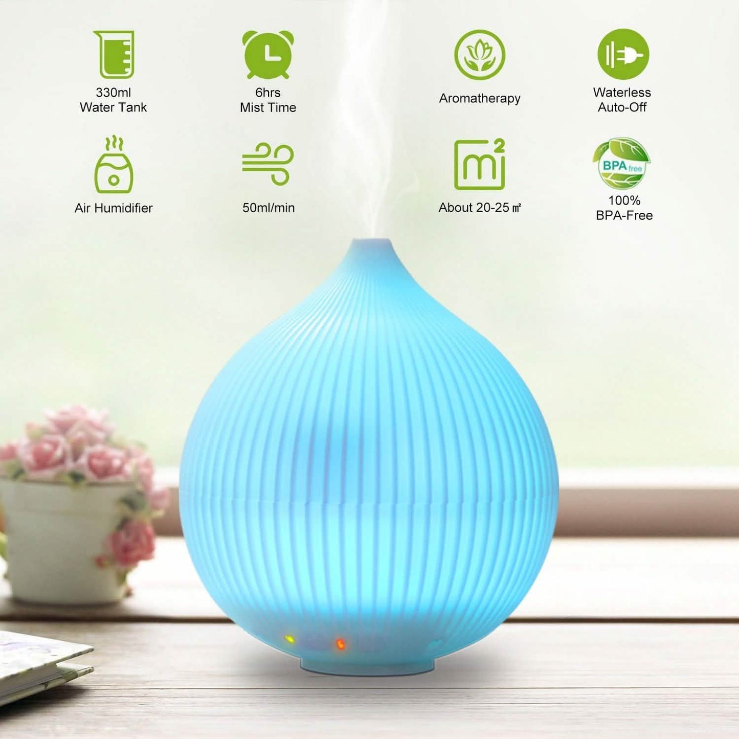 330ml Cool Mist Humidifier with 7 Color LED Lights DailySale