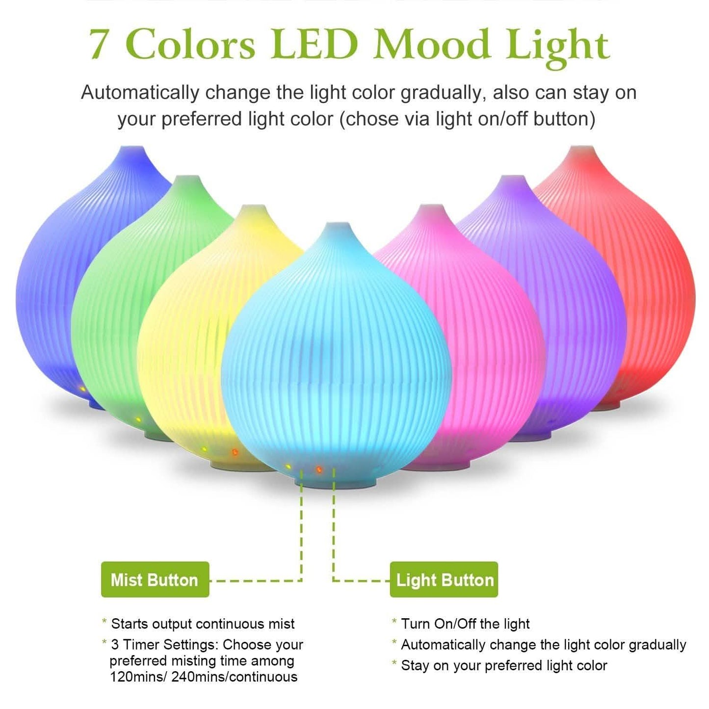330ml Cool Mist Humidifier with 7 Color LED Lights DailySale