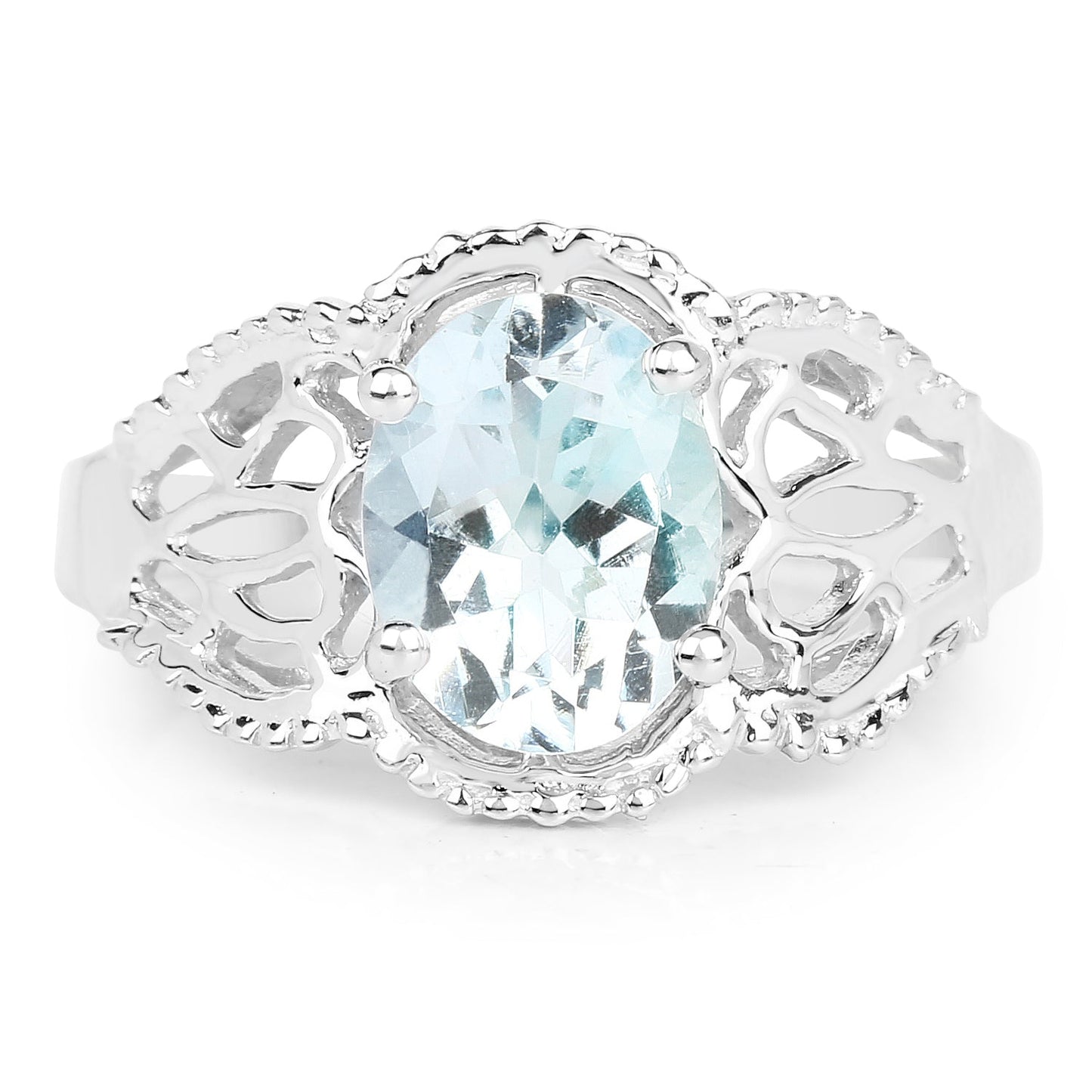 1.50 Carat Genuine Aquamarine .925 Sterling Silver Ring Bids.com