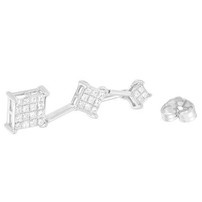 14K White Gold 1 cttw Princess Cut Diamond Earrings (G-H, VS1-VS2) Bids.com