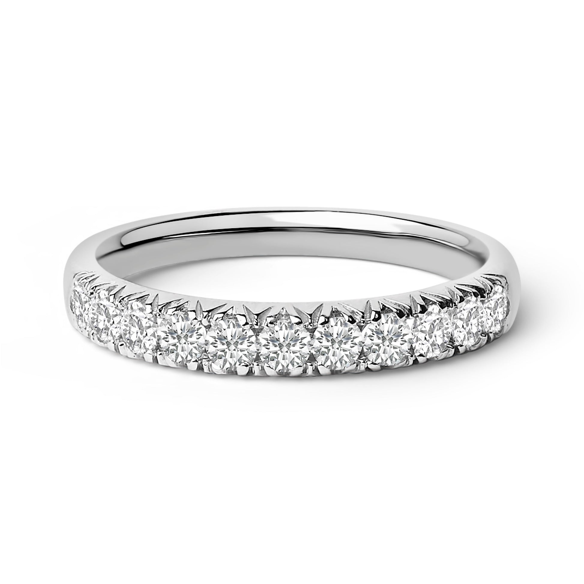 14K White Gold 1/2 Cttw Round Diamond 11 Stone Classic Band Bids.com